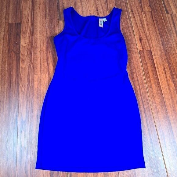 Royal Blue Body Con Dress Zippered Back Cut Out L8ter Brand Women's Medium Excel - Picture 1 of 7